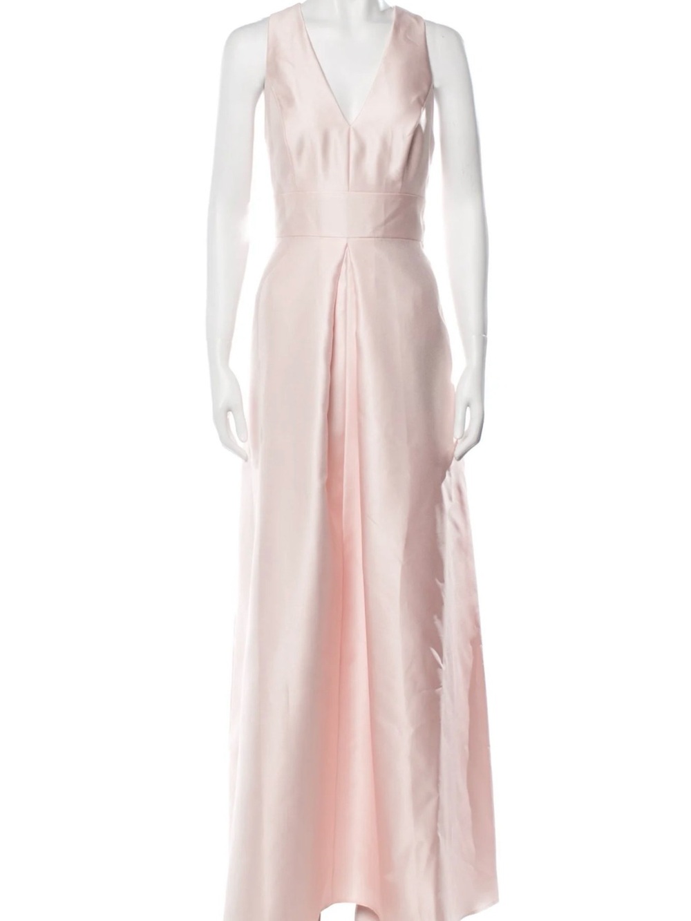 ALFRED SUNG Blush Pink V-Neck Pleated Maxi Gown